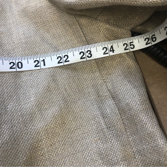 COPY - CHICO'S Linen GOLD SHIMMER BOYFRIEND DUSTER BLAZER 2 (L)  Fits like an XL - Picture 6 of 11